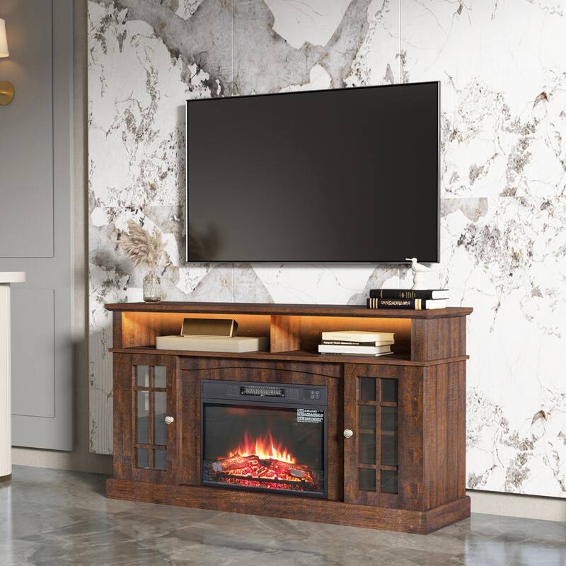 American Design 58.07" Fireplace TV Stand with 23-inch Electric Fireplace for TVs Up to 65"
