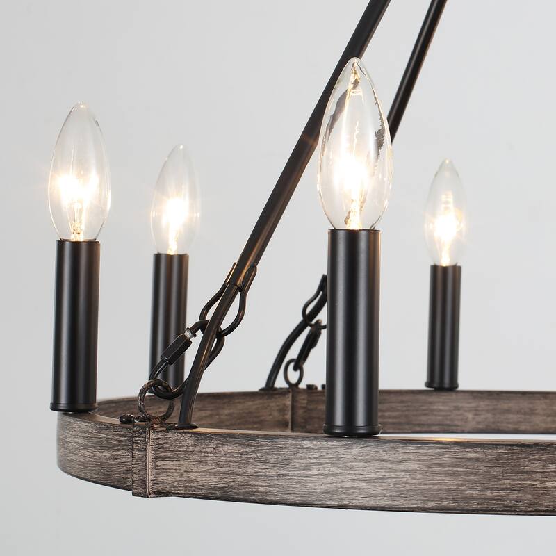 8-Light Candlestick Wagon Wheel Chandelier Linear Chandelier Lighting for Kitchen Island