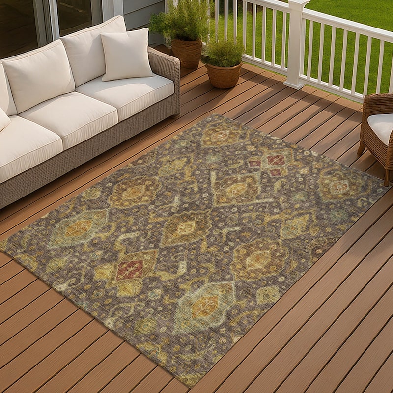 Machine Washable Indoor/ Outdoor Traditional Venetian Chantille Rug - Chocolate - 8' x 10'