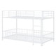 preview thumbnail 15 of 18, White Twin Over Twin Metal Bunk Bed with Slide & Ladder, Heavy Duty Low Bunk Beds w/Safety Guardrail & Small Door for Girls Boys