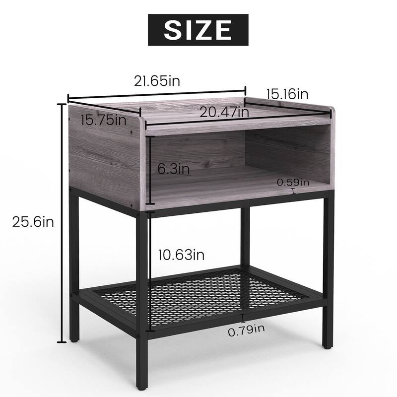 Nightstand Storage Shelf End Table 2-Tier Bedside Table