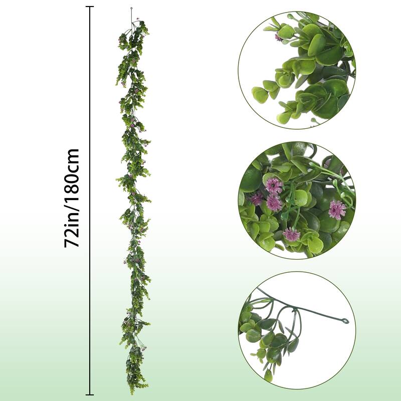 4 Pack Artificial Plants Hanging, Fake Vines Plant, Faux Greenery Vines for Home Room, Shelf, Indoor Outdoor Wall Decor 72" - Purple
