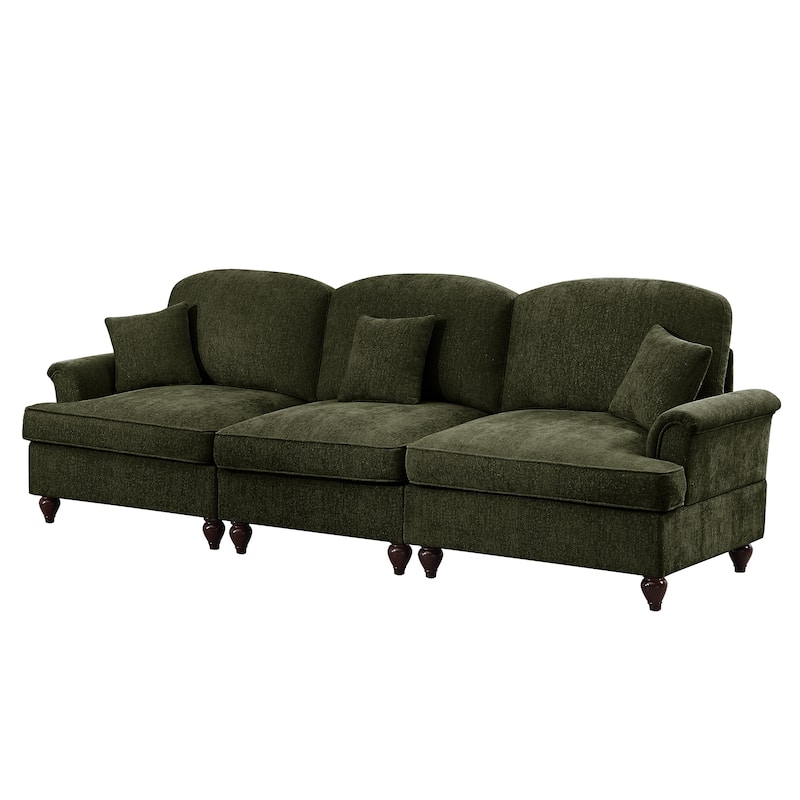 GDFStudio - Elegant Mid Century 3-Seater 107" Chenille Sofa with Flared Arms