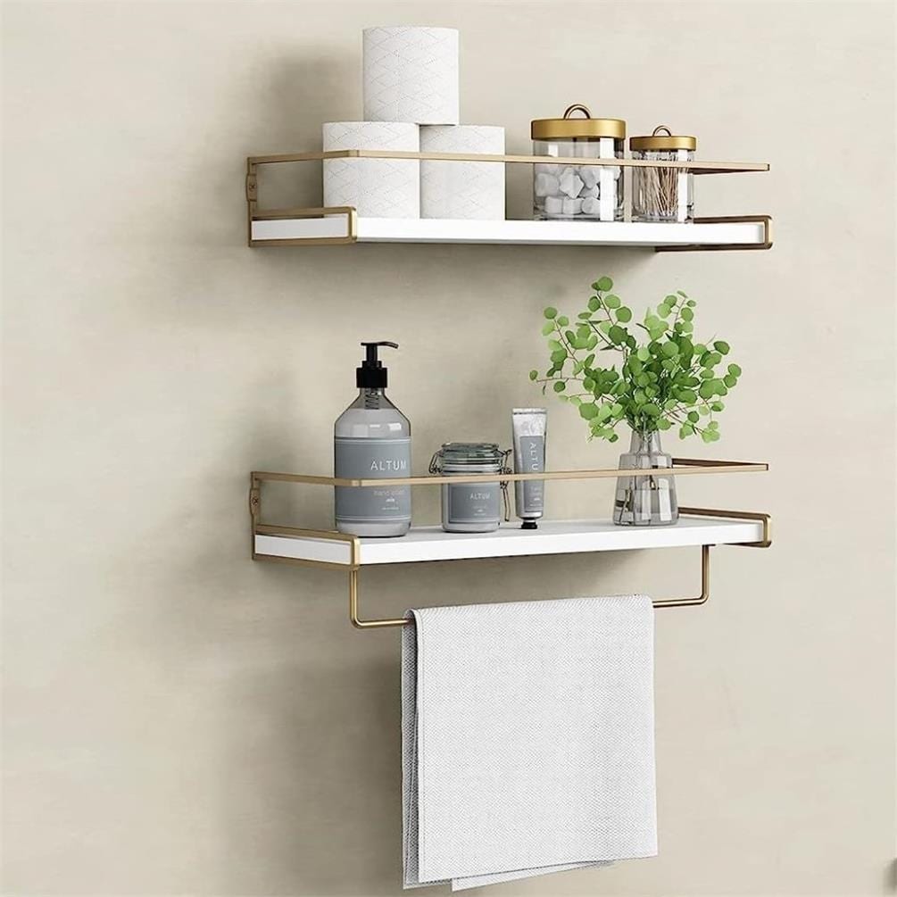 Set of 2 Wall Shelf, 15.7L Floating Shelves with Wire Basket for Wall  Decor, Boho Rustic Wood Wall Shelves Clearance Toilet Storage Shelf for  Bathroom, Bedroom, Home, Farmhouse and Plant - Brown 