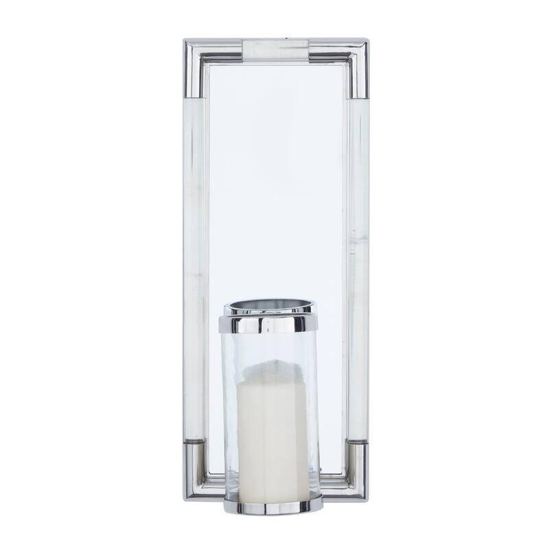 Modern Stainless Steel Geometric Wall Sconce with Mirrored Backing - Silver or Gold