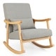 preview thumbnail 1 of 8, Costway Upholstered Rocking Chair with Pillow Rocking Armchair with - See Details Grey - See Details
