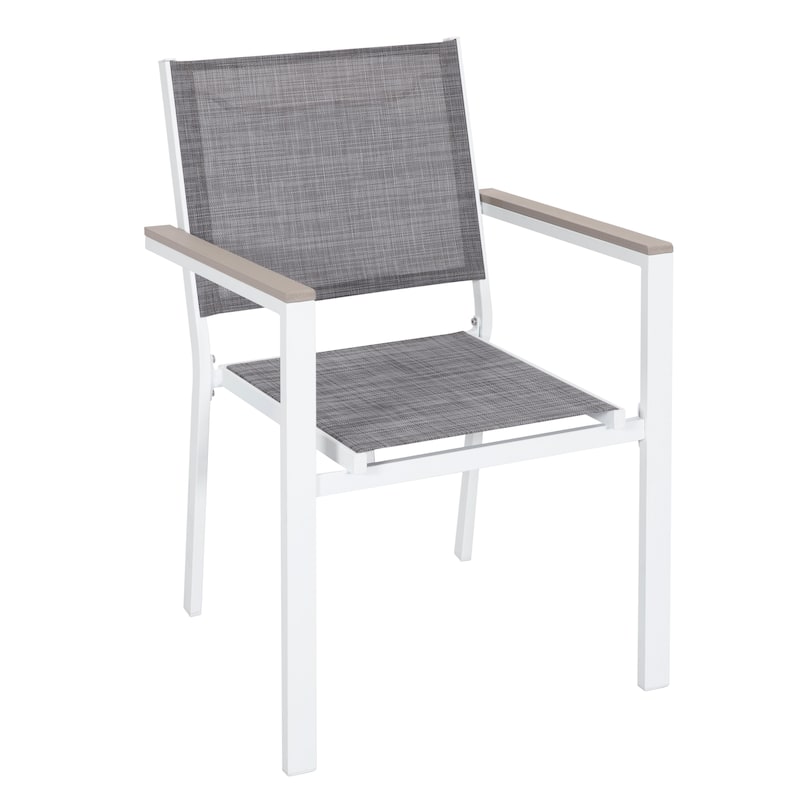 Patio 2-Piece Dining Chairs, Outdoor Textilene Stackable Chairs, Gray
