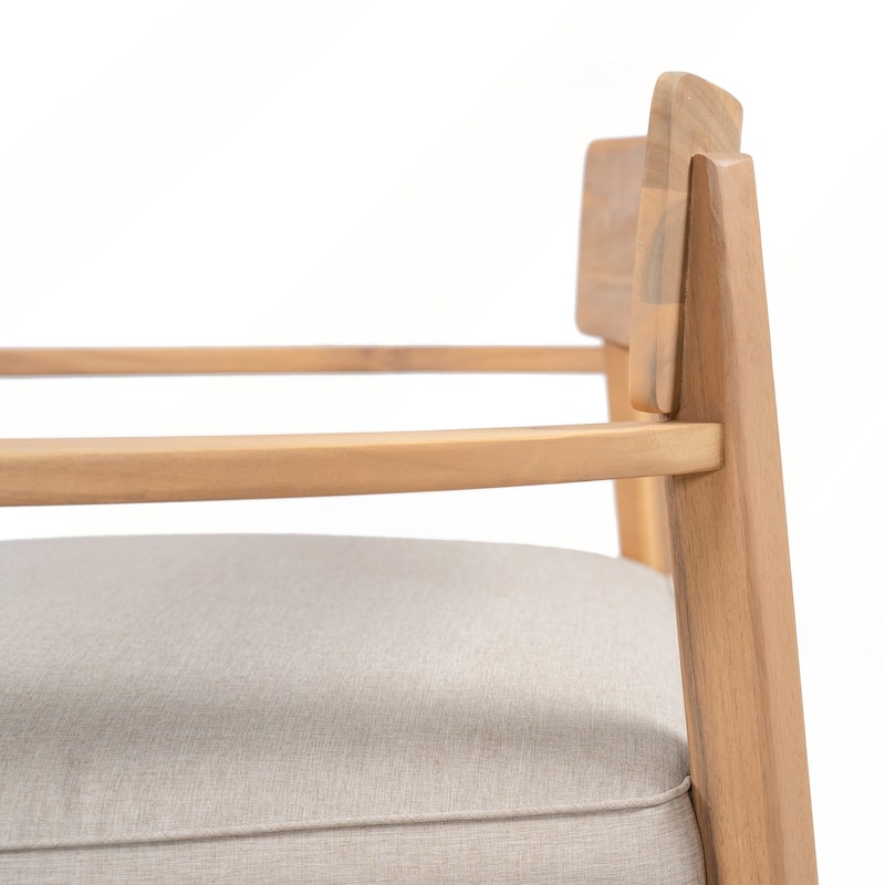 Acacia Wood Club Chair With Seat Cushion Set of 1