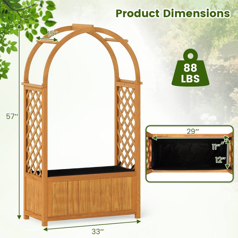 Gymax 2PCS Wooden Raised Garden Bed w/ Lattice Trellis Arched Roof
