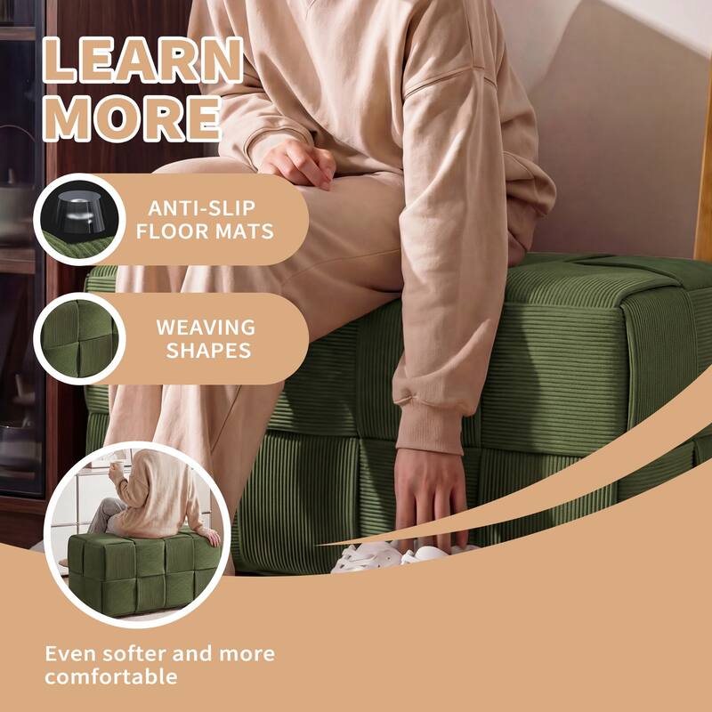 Ottoman Foot Rest Soft and Comfortable Ottoman Square Corduroy Woven Design Sofa Stool