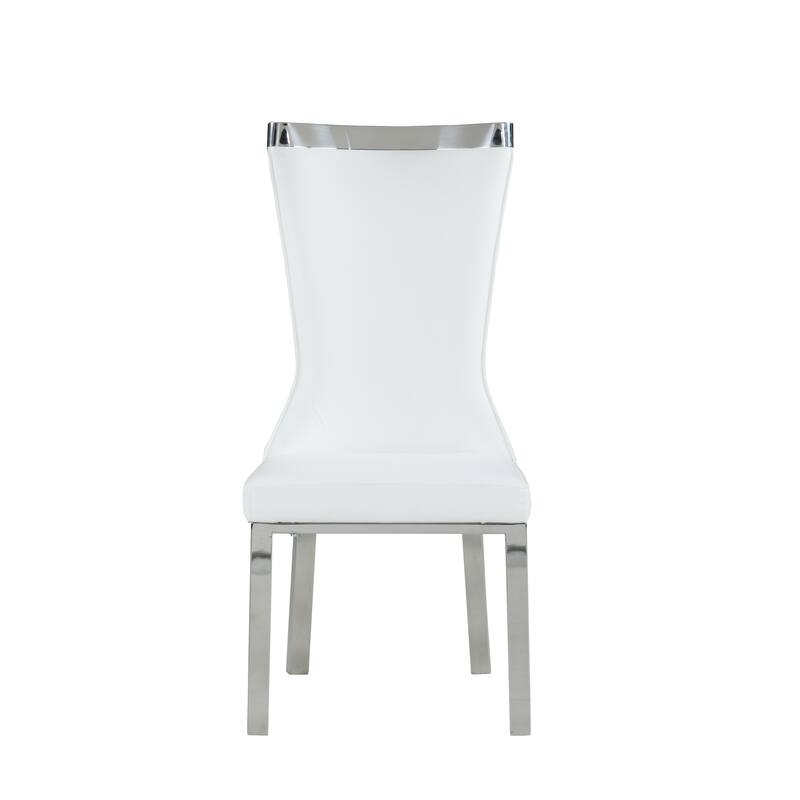 Somette Amelia Curved Back Dining Chair in White, Set of 2 - N/A
