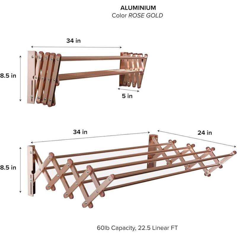Collapsible Aluminum Wall Drying Rack - 60 lb Capacity