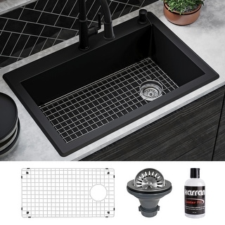 Karran Drop-In Quartz 33 in. 1-Hole Single Bowl Kitchen Sink Kit