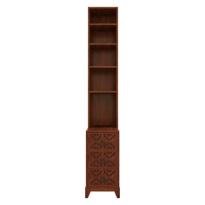 GDF Studio - Xander Tall End Table with 3 Drawers & 4 Adjustable Shelves