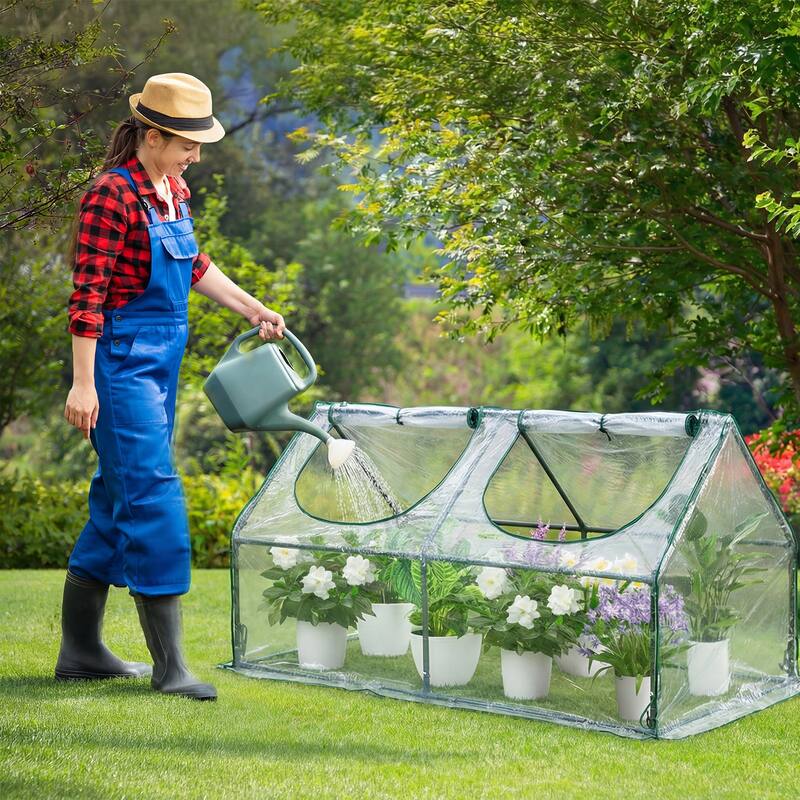 Aoodor Mini Greenhouse with 2 Zipper Doors,