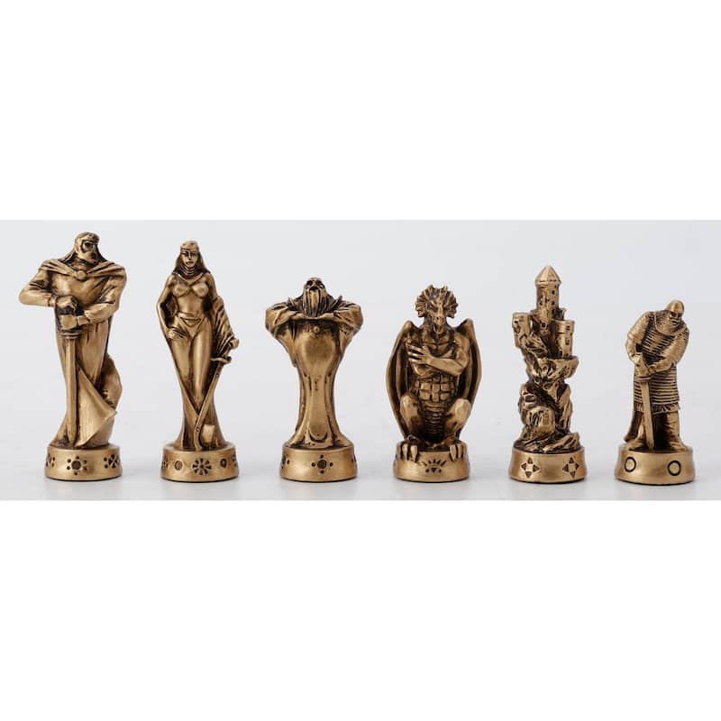 Veronese Design 3.4 H Medieval Fantasy Chessmen Set Resin Bronze