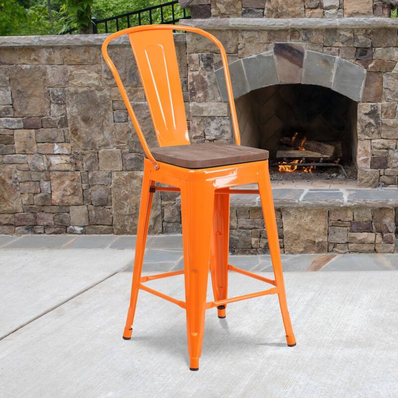 All-Weather Commercial Counter Stool with Removable Back & Poly Resin Seat