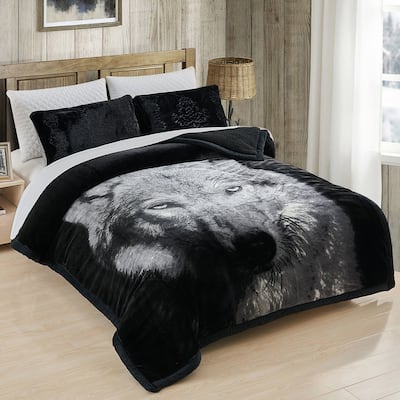 Ultra Plush Printed 3-piece Sherpa Borrego Comforter Set