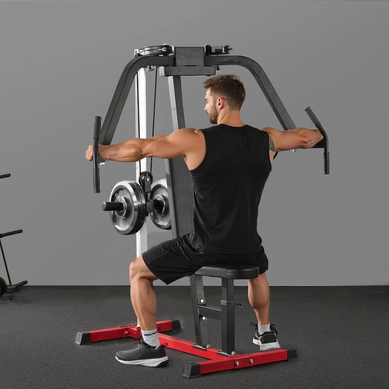 Multi-Function Upper Body Workout Machine Seated Dip Press with Adjustable Seat and Grip - 43” x 65” x 65”