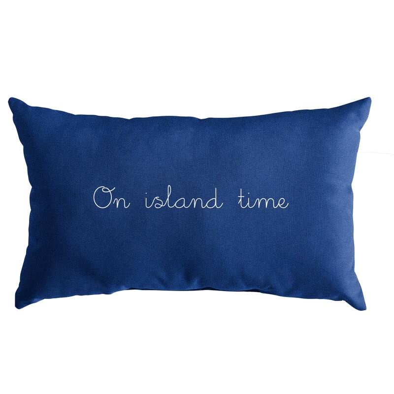 On Island Time Indoor/Outdoor Embroidered Pillow, Knife Edge