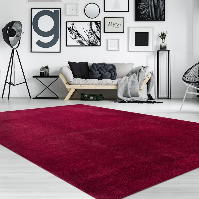 Soft Washable Area Rug with Anti-Slip Backing in solid Colors - 2'8" x 9'10" - red