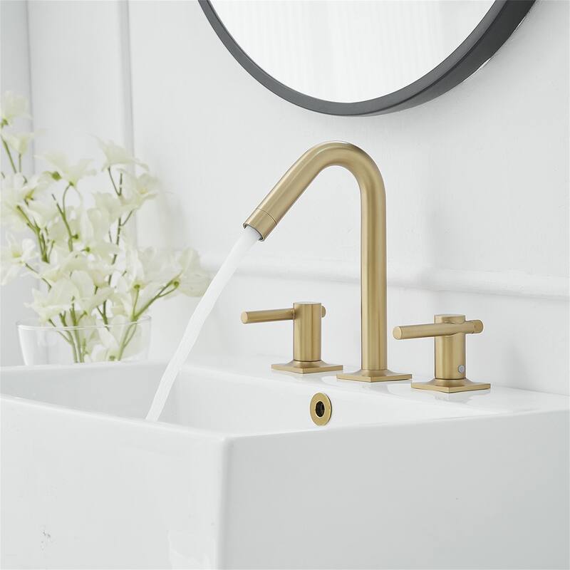 8 Inch Widespread Bathroom Sink Faucet with Drain Assembly Brass Modern 3 Hole Bathroom Basin Vanity Faucets