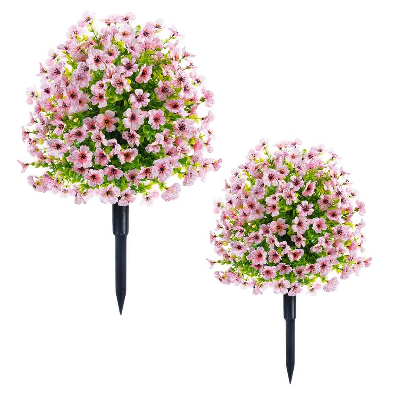 1.97FT Artificial Trees With Ground Spike Set Of 2 - pink - pink