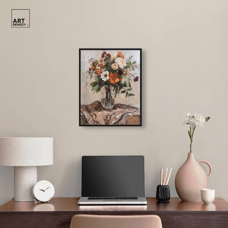 Delicate Glass Vase and Flowers Canvas by Art Remedy