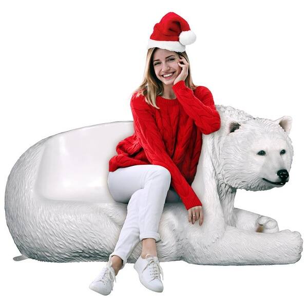 slide 2 of 7, Design Toscano 'Brawny' Polar Bear Bench Christmas Sculpture