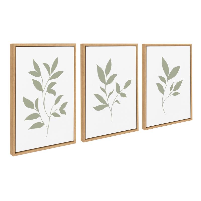Kate and Laurel Sylvie Nature Framed Canvas by Creative Bunch Studio - 3 Piece 18x24 - Plastic - Natural