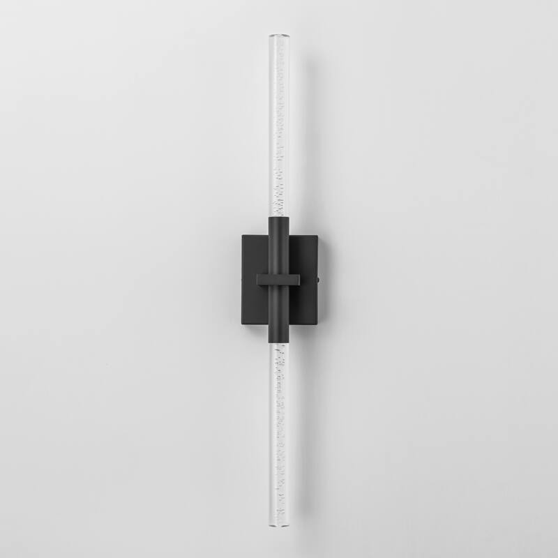 1-Light Modern Linear Black/Gold Integrated LED 3000K Warm Light Bathroom Vanity Light Bar - 4.3 in. W x 27.5 in. H x 3.7 in. D