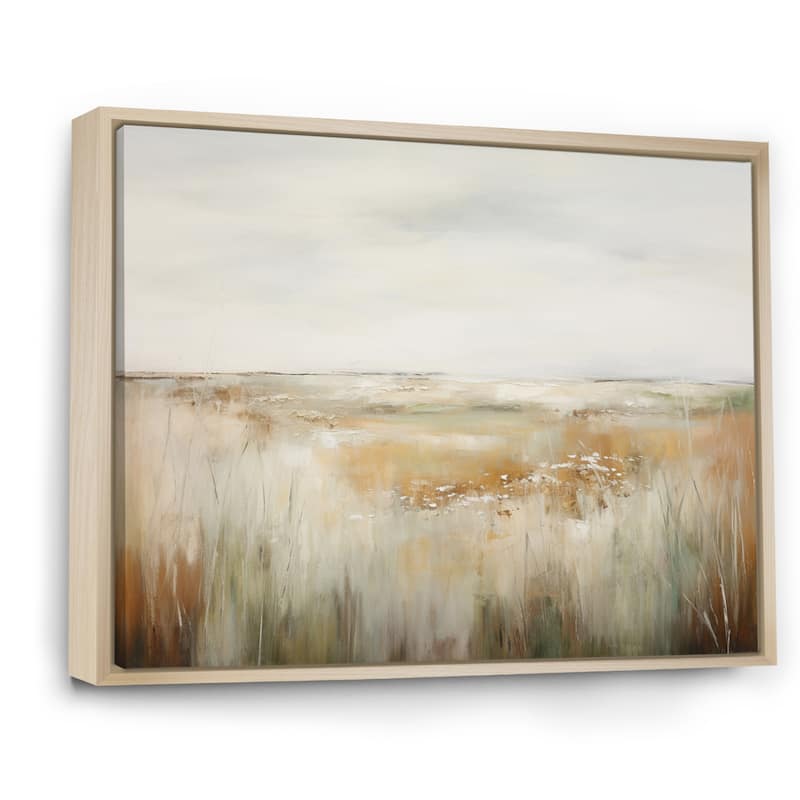 Designart "Meadow Grasslands Minimalism II" Landscapes Framed Wall Art Living Room