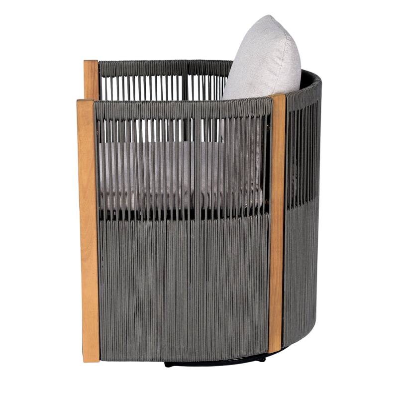 Christopher Knight Home - Maris 5-Piece Outdoor Acacia Wood Swivel Dining Set with 70.75" Rectangular Slat Table and Cushions