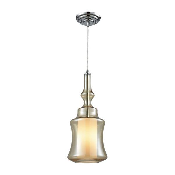 slide 2 of 2, Alora 1-Light Mini Pendant in Chrome with Champagne-plated and Opal Glass