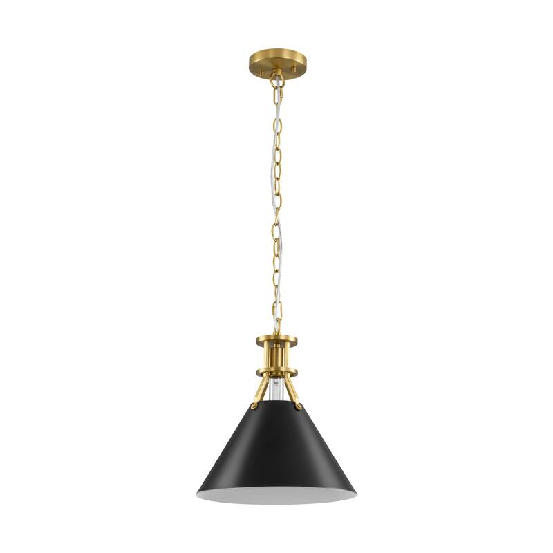 1-Light Modern Industrial Brushed Gold Cone Adjustable Pendant Light for Kitchen Island