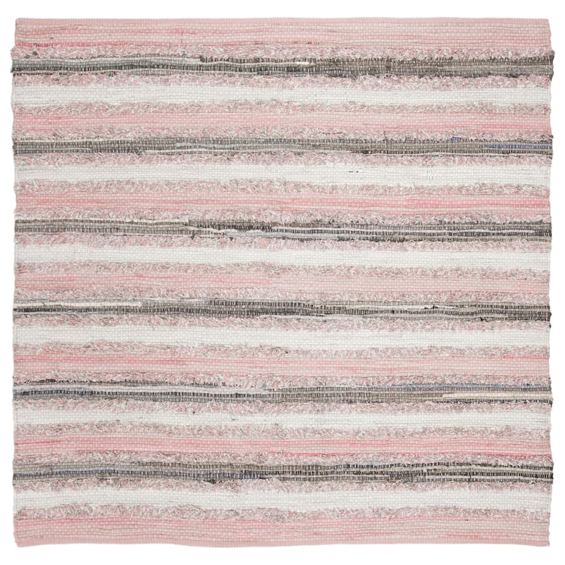 SAFAVIEH Handmade Flatweave Montauk Mridalini Casual Cotton Rug - 6' Square - Pink/Multi