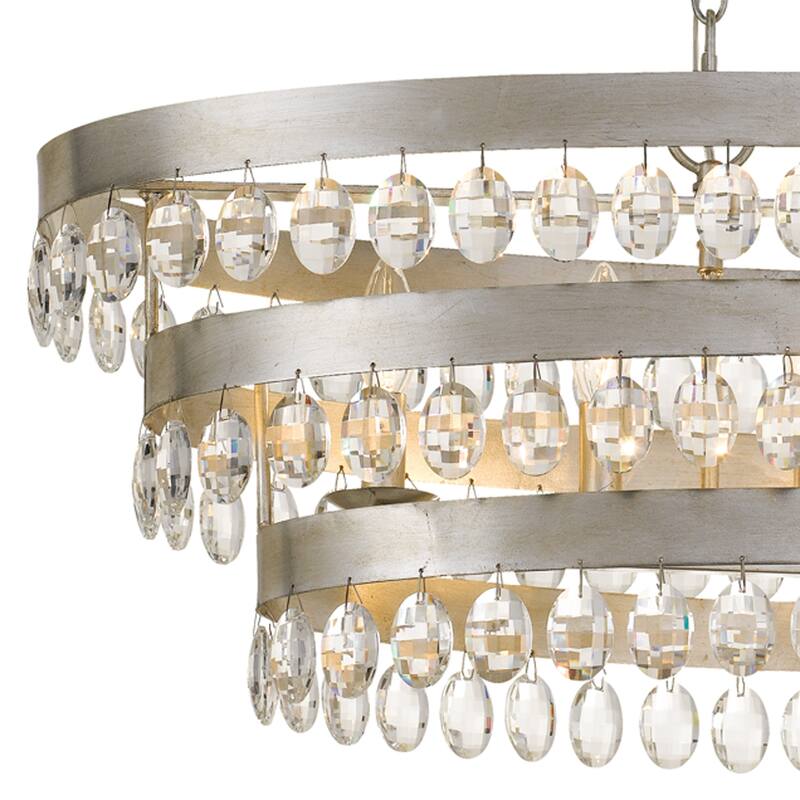Perla 6 Light Antique Silver Linear Chandelier - 36'' W x 13'' H x 18'' D