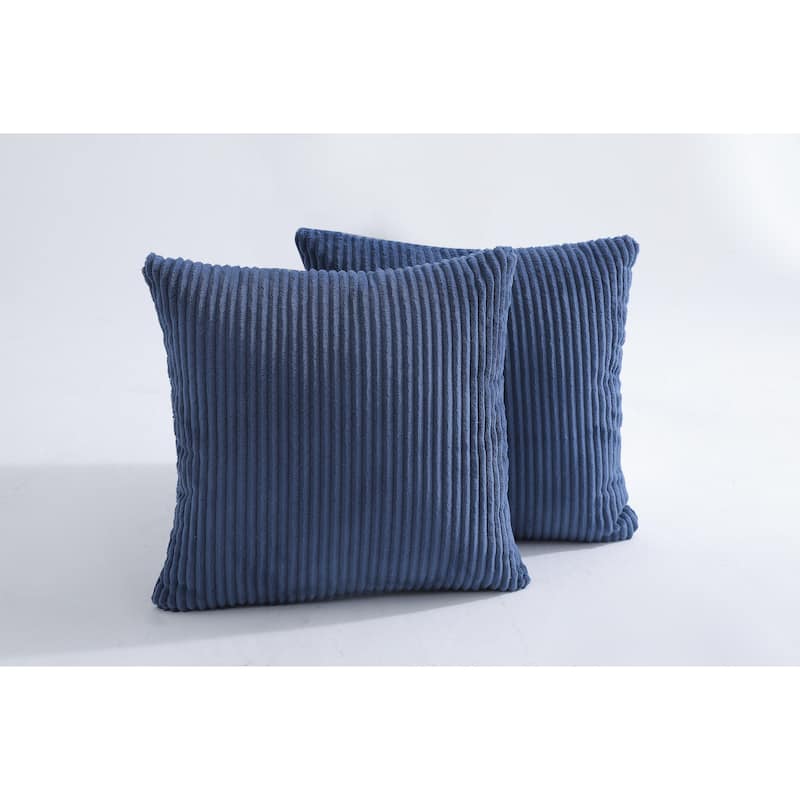 Corduroy Throw Pillow Striped Pillow for Couch Set of 2 - NAVY