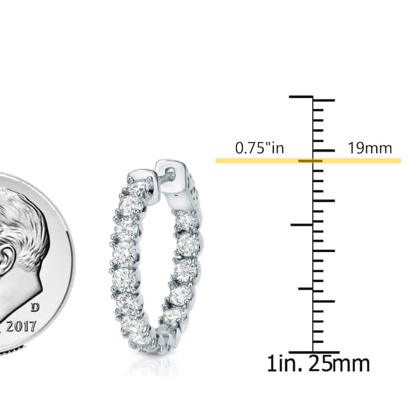 Auriya 14k Gold 1 carat TW Small Diamond Hoop Earrings - 0.75-inch (J-K, I1-I2)