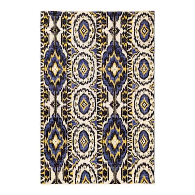 Overton Hand Knotted Wool Vintage Inspired Modern Contemporary Modern Black Area Rug - 6' 1" x 9' 2"
