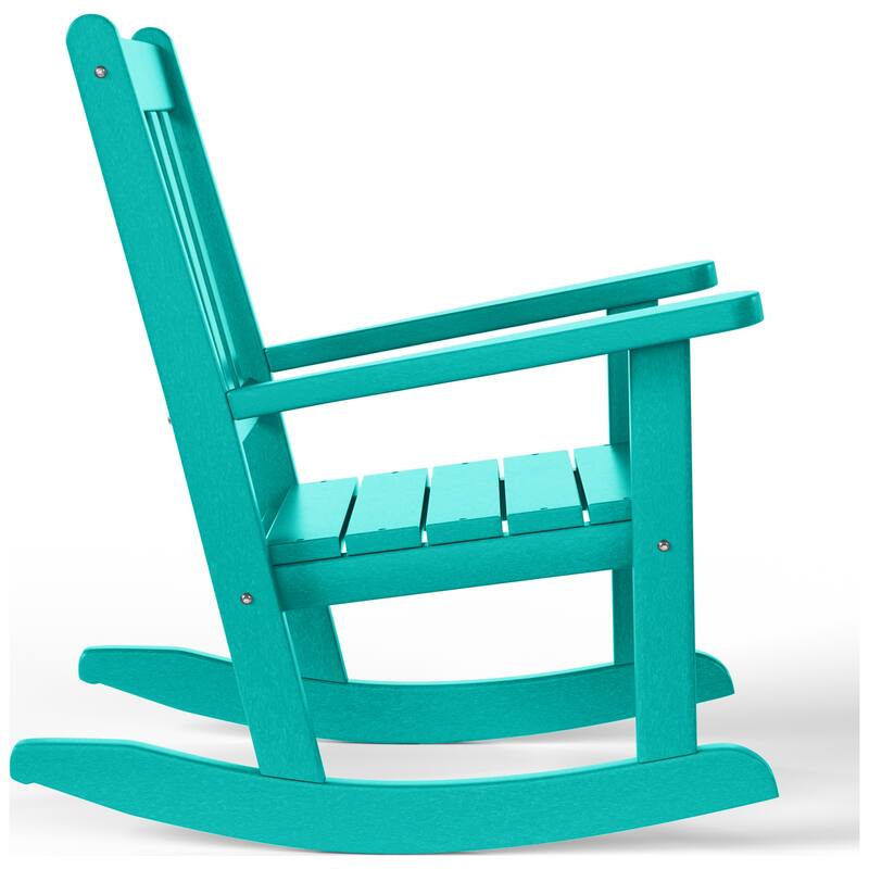 Laguna Kids Outdoor Poly Rocking Chair with Side Table 3-Piece Set