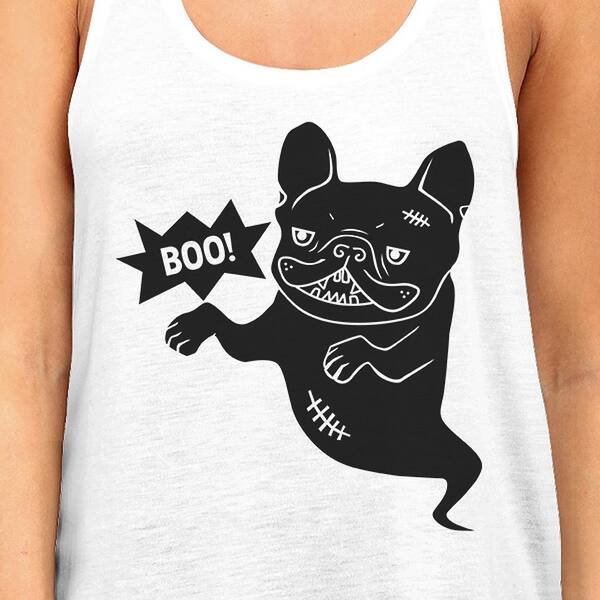 Shop Boo French Bulldog Womens White Tank Top Funny Halloween Tshirt Overstock 17427896