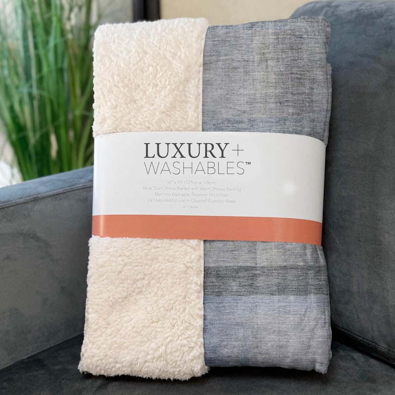 Premium Machine Washable Modern Ombre Sherpa Throw Blanket