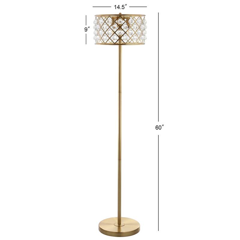 Juliette 60" Crystal/Metal LED Floor Lamp, Brass Gold/Clear by JONATHAN Y