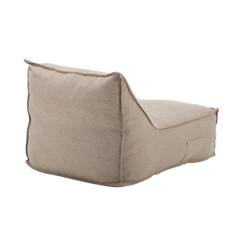 Roomfitters Perry Outdoor Bean Bag Lounge Chair with Water Repellent Fabric, Half Length Design, Beige