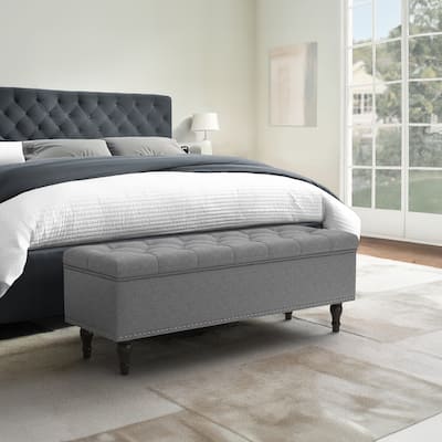 Tufted Storage Bench, Upholstered Ottoman with Storage for Bedroom - 50.8" W X 17.1" D X 18.3" H