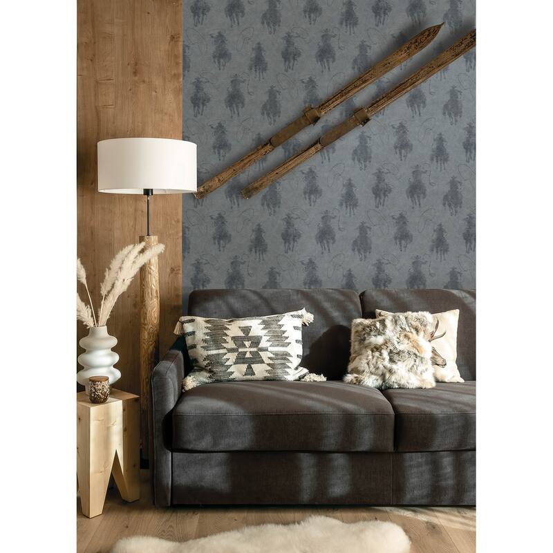 Stockman Silhouette Blue Wallpaper