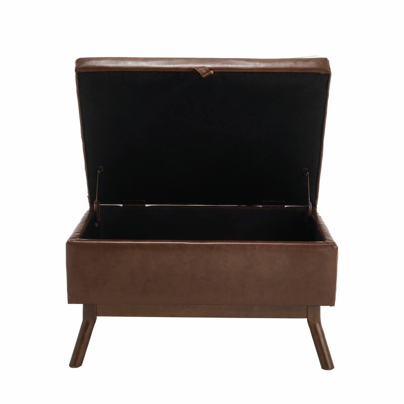 Mid-Century Modern Square Coffee Table with Storage Bench