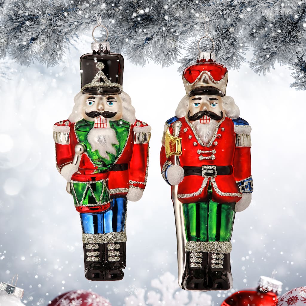 6" Glass Nutcracker Ornament Set of 6