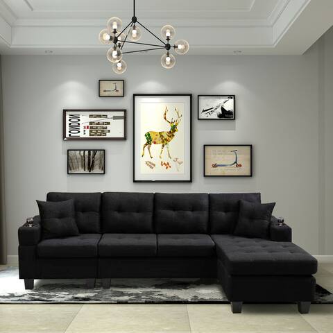 right sectional sofa with footrest, convertible corner sofa with armrest storage